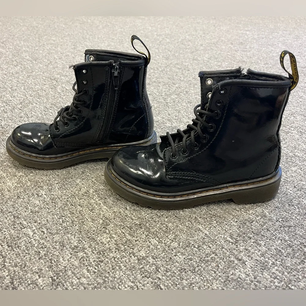 Dr. Martens 1460J Kids Boots Size 13 Black Patent Leather Combat Zip‎ Goth Punk